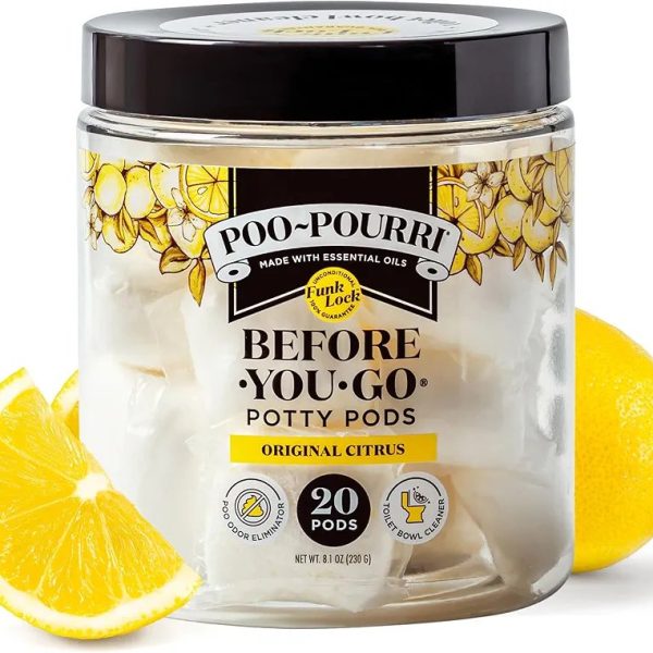 Poo-Pourri Citrus Pods 20ct – Odor Eliminator & Bowl Freshener with Essential Oils – Lemon, Bergamot & Lemongrass Scent