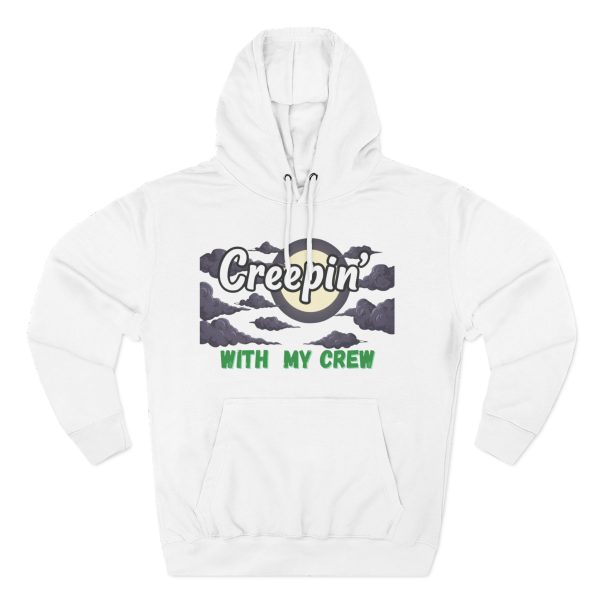 Spooky Three-Panel Fleece Hoodie, Creepin with My Crew, Halloween Graphic Sweatshirt, Funny Witch Vampire Hoodie, Gothic Fall Sweatshirt,