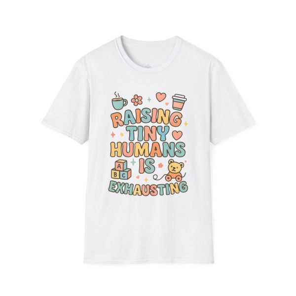 Tiny Humans Exhausting Tee | Retro Mom Shirt | Pastel Rainbow Mama Life | Funny New Mom Gift